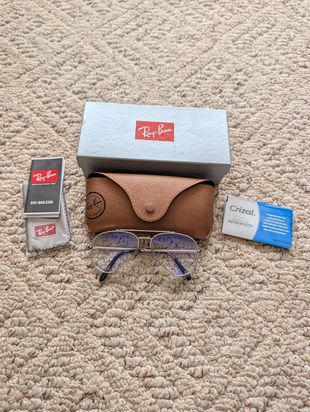 Ray-Ban New Aviator Eyeglasses Silver Embossed Metal Frames RB 3625 V Box Case